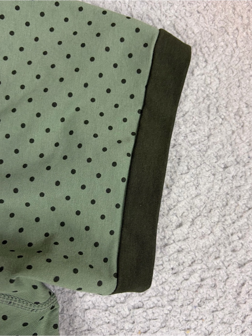 BYLT Basics Polo with Olive Green and Dark Green Trim Polka Dots Stretch - Picture 4 of 9